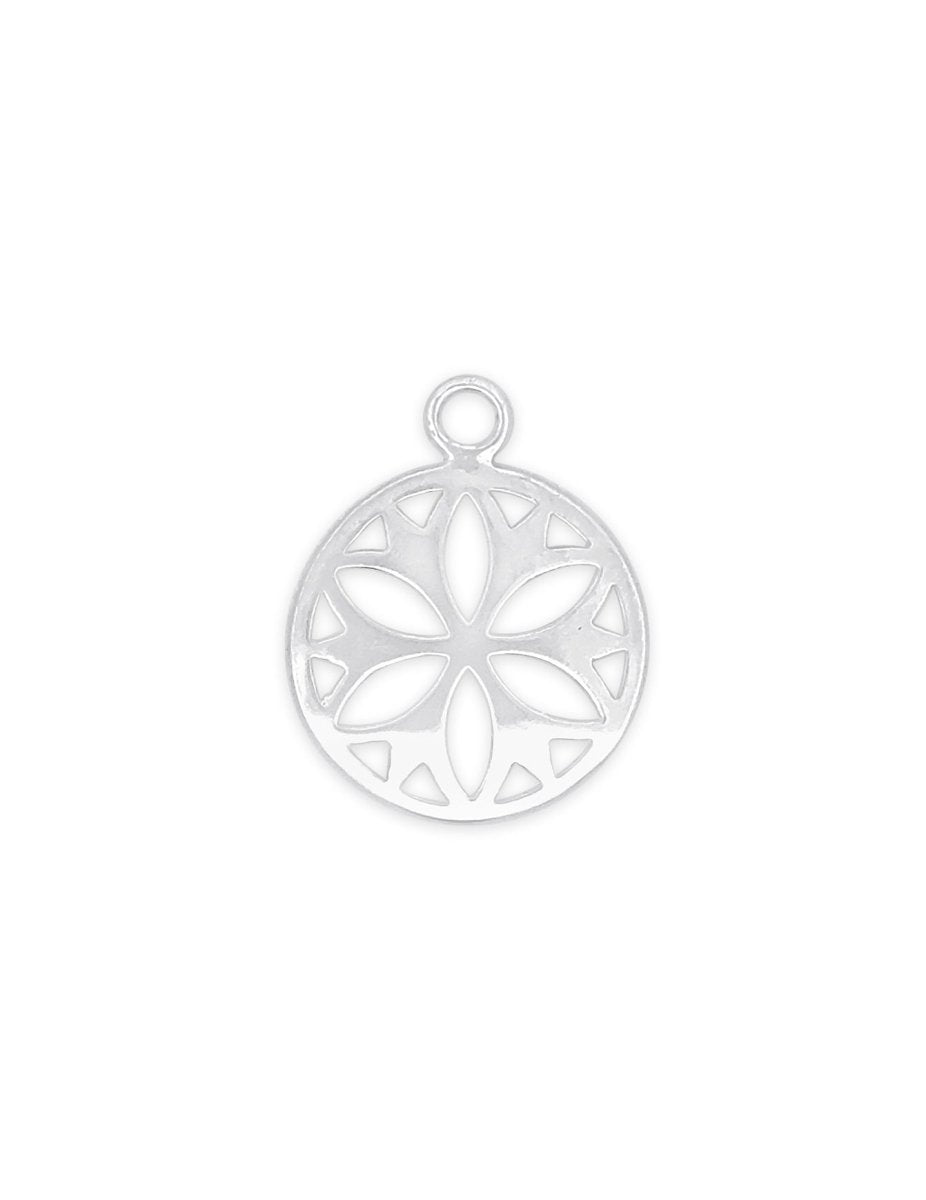 Anhänger Silber hell Medaillon Mandala 13 mm Öse flach - Shanti Enterprise AG