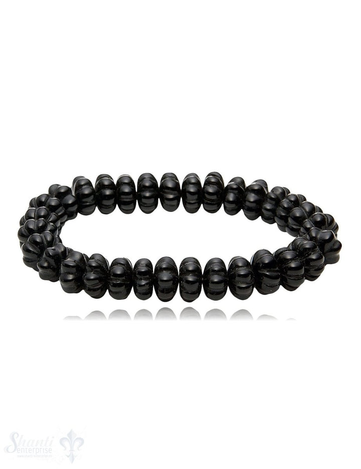 12 mm Blumen gravierte Edelstein Armbänder auf Elastik - Shanti Enterprise AG