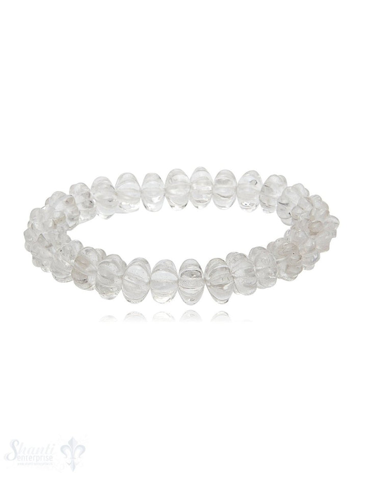 12 mm Blumen gravierte Edelstein Armbänder auf Elastik - Shanti Enterprise AG
