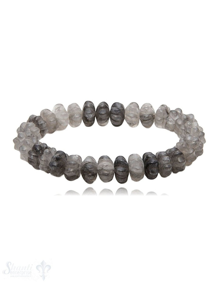 12 mm Blumen gravierte Edelstein Armbänder auf Elastik - Shanti Enterprise AG