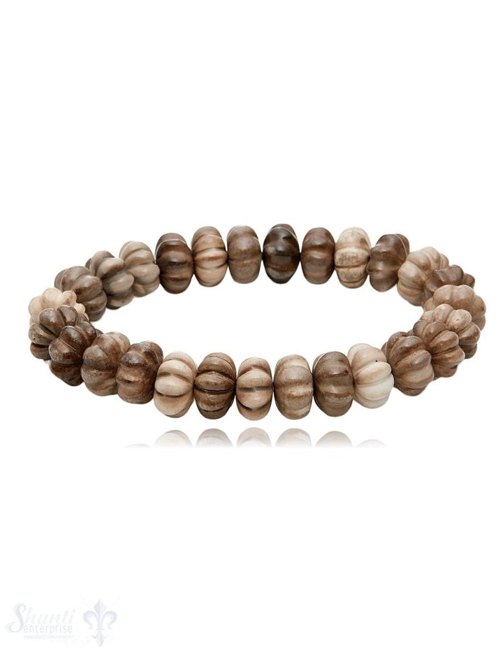 12 mm Blumen gravierte Edelstein Armbänder auf Elastik - Shanti Enterprise AG