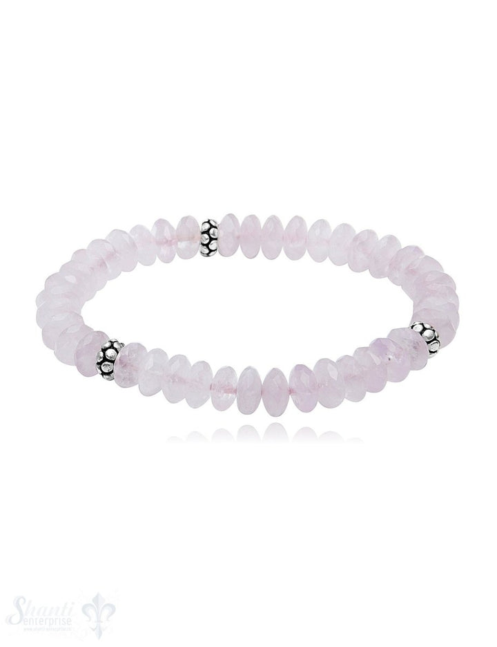 8 mm buttons Edelstein Armbänder mit 3 Silberteile facettiert auf Elastik 19 cm - Shanti Enterprise AG