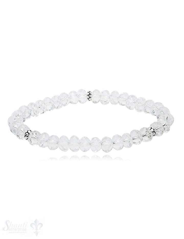 8 mm buttons Edelstein Armbänder mit 3 Silberteile facettiert auf Elastik 19 cm - Shanti Enterprise AG