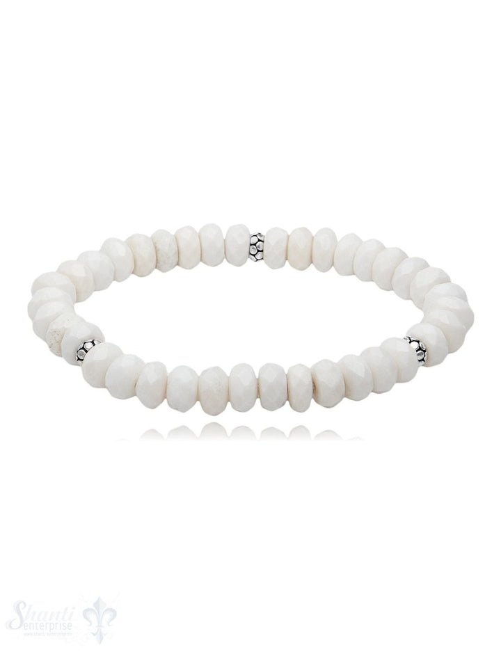 8 mm buttons Edelstein Armbänder mit 3 Silberteile facettiert auf Elastik 19 cm - Shanti Enterprise AG