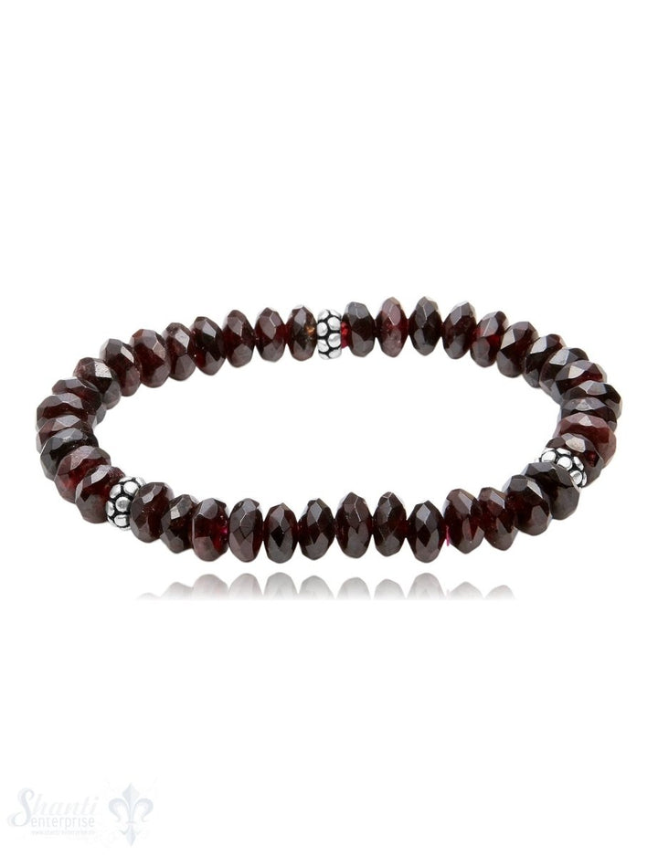 8 mm buttons Edelstein Armbänder mit 3 Silberteile facettiert auf Elastik 19 cm - Shanti Enterprise AG