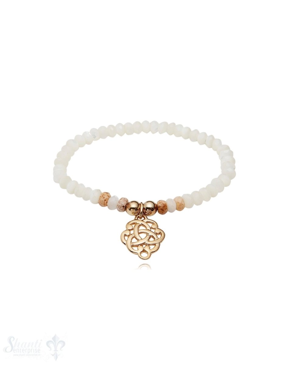 Armband mit Knoten Anhänger Silber auf Elastik 6 mm breit 18 cm lang - Shanti Enterprise AG