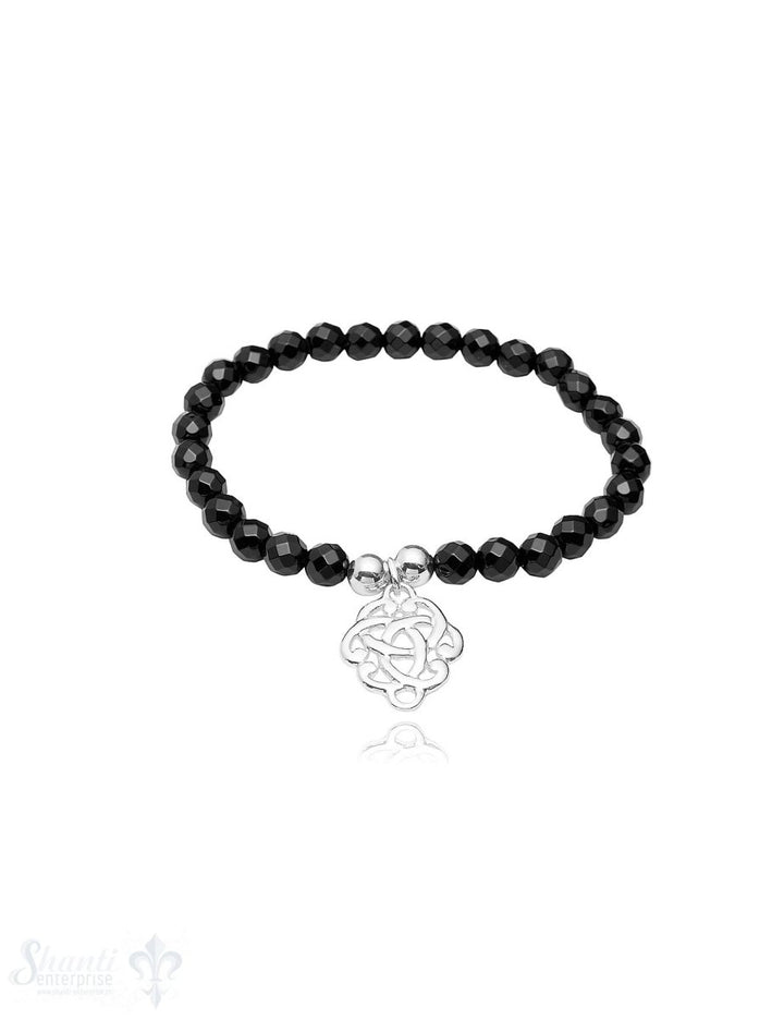 Armband mit Knoten Anhänger Silber auf Elastik 6 mm breit 18 cm lang - Shanti Enterprise AG