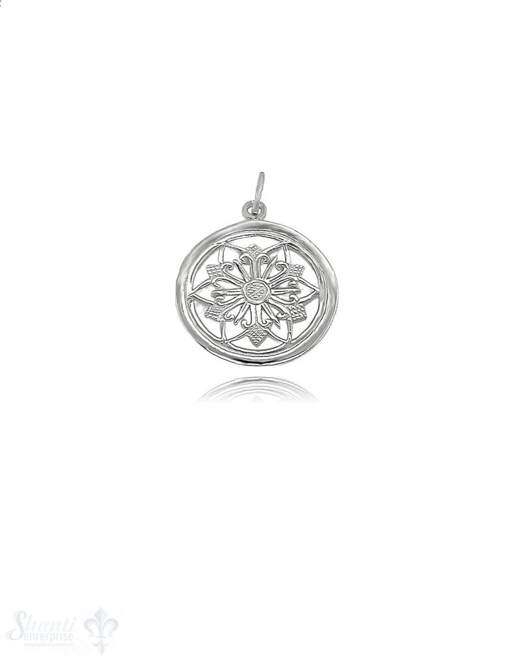 Blumen Amulett 20 mm doppelt vierblättrig Silber hell getupft mit getupfter Öse - Shanti Enterprise AG