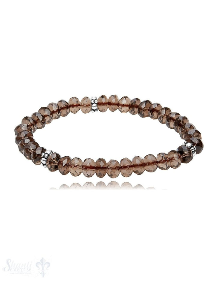 button 8 mm Edelstein Armband mit 3 Stk. Silberteile facettiert 19 cm auf Elastik - Shanti Enterprise AG