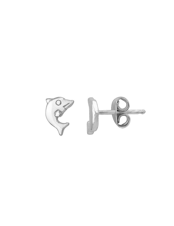 Delfin Ohrstecker springend 7x6 mm Kinder-Schmuck poliert flach Silber 925 ec - Shanti Enterprise AG