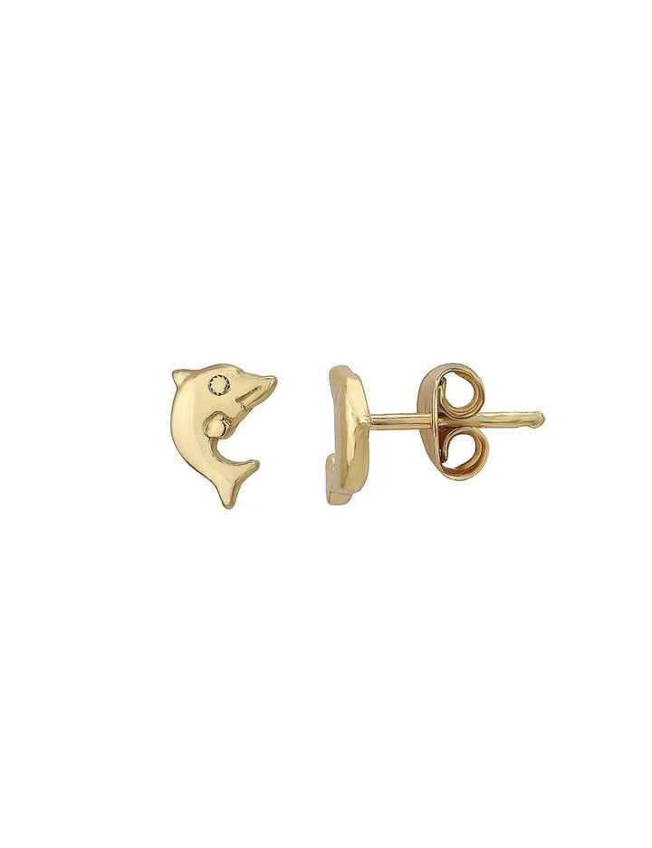 Delfin Ohrstecker springend 7x6 mm Kinder-Schmuck poliert flach Silber 925 ec - Shanti Enterprise AG