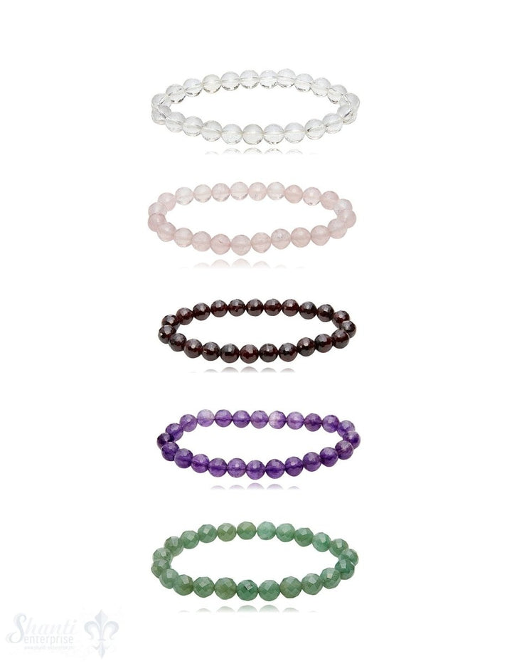 Edelstein Armband 8 mm facettiert rund auf Elastik 18 cm - Shanti Enterprise AG