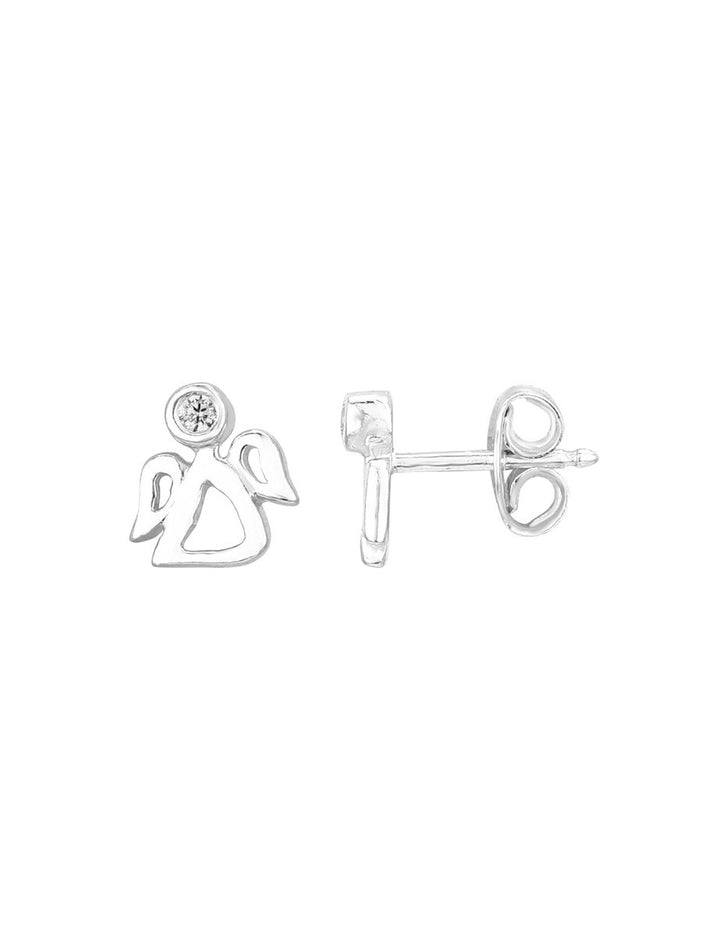 Engel mit Kopf Zirkonia weiss Ohrstecker7x6 mm durchbrochen Kinder Schmuck Silber 925 ec - Shanti Enterprise AG