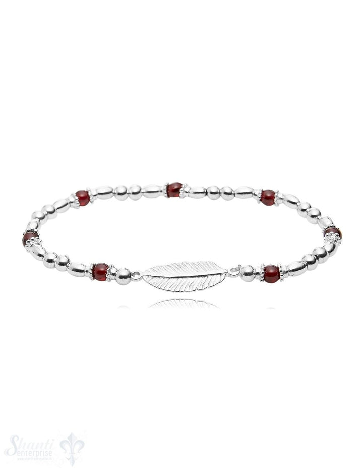 Feder mit Stein Armband Silber auf Elastik 4mm 18 cm - Shanti Enterprise AG