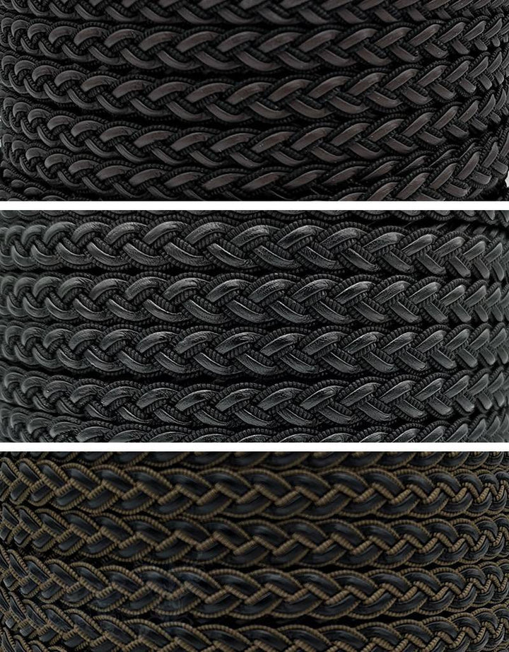 Flaches Leder gezöpfelt Textil/Leder per Meter Breite: 9mm Dicke: 3mm - Shanti Enterprise AG