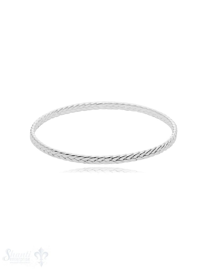 gezopfter Armreif 4 mm breit innen flach Silber - Shanti Enterprise AG