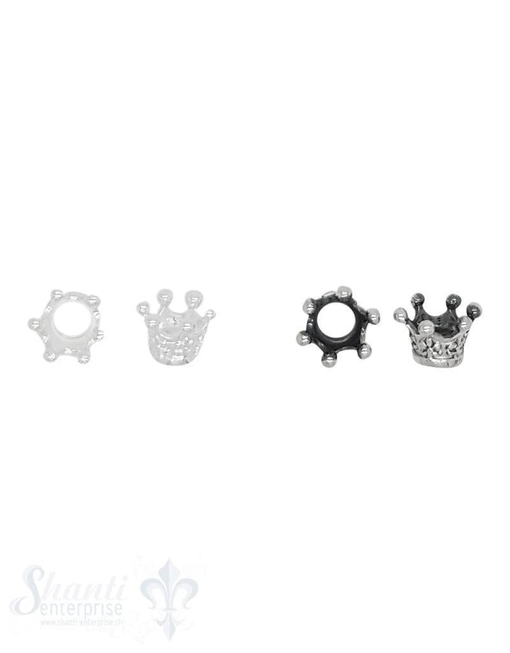 Grosslochperlen Silber Krone 6x6.3 mm ID 4.2 mm 1 Pack = 3 Stk. ca. 3.5 gr. - Shanti Enterprise AG