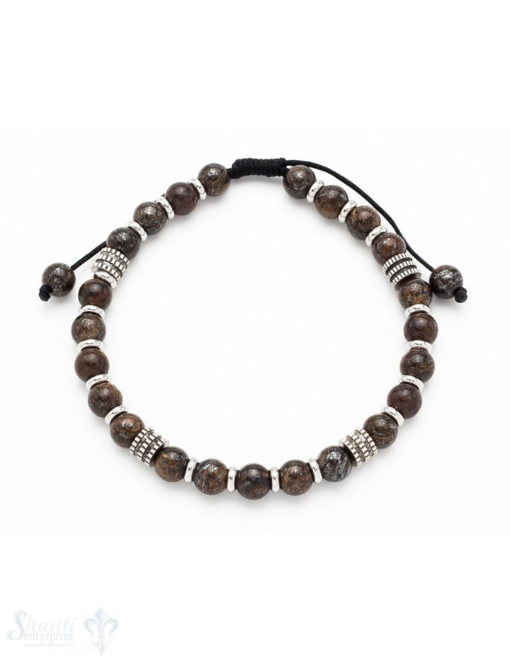 Herren-Armschmuck Shamballa mit Stahl 18/27cm Stahlelemente hell u. leicht geschwärzt Grössen verste - Shanti Enterprise AG