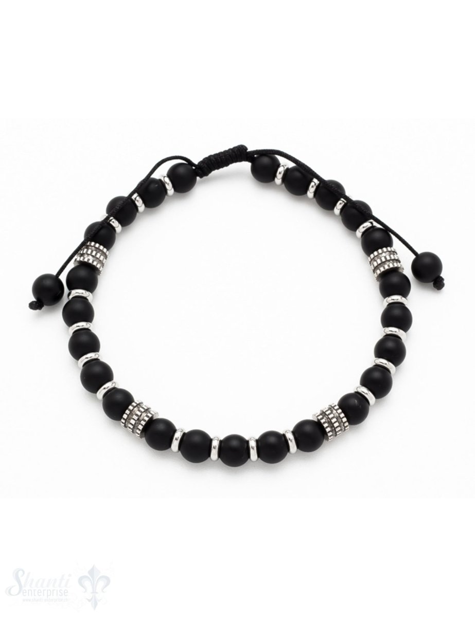 Herren-Armschmuck Shamballa mit Stahl 18/27cm Stahlelemente hell u. leicht geschwärzt Grössen verste - Shanti Enterprise AG