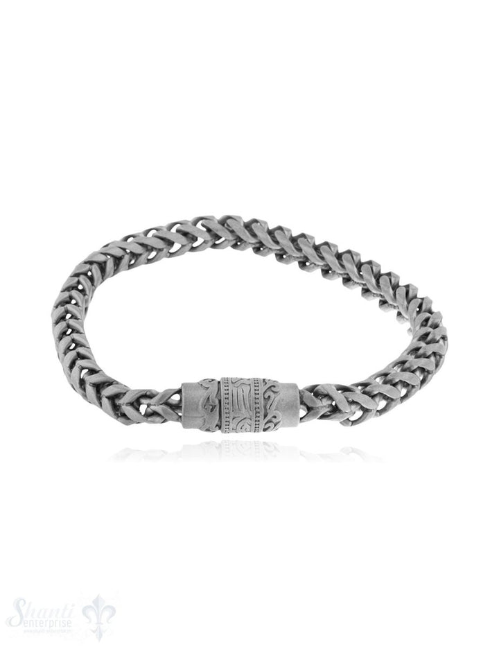 Herren Armschmuck Stahl Panzerarmkette eckig 21 cm mit Masgnetschloss verziert - Shanti Enterprise AG