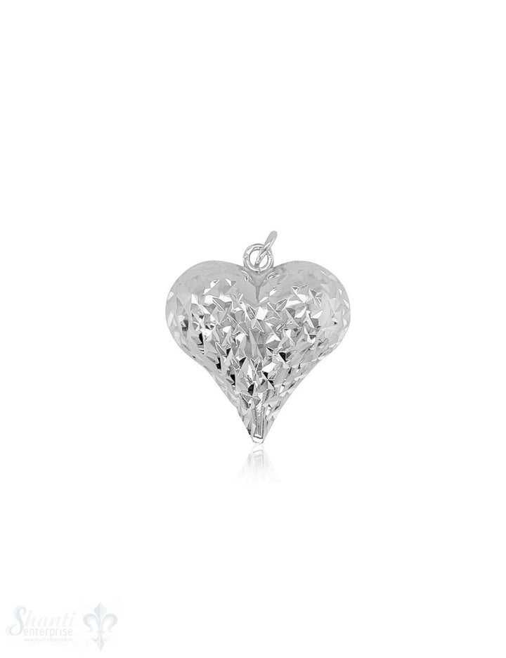 Herz Anhänger 24x24 mm Silber glänzend Diamant- -Schliff spitze Form Öse fein - Shanti Enterprise AG