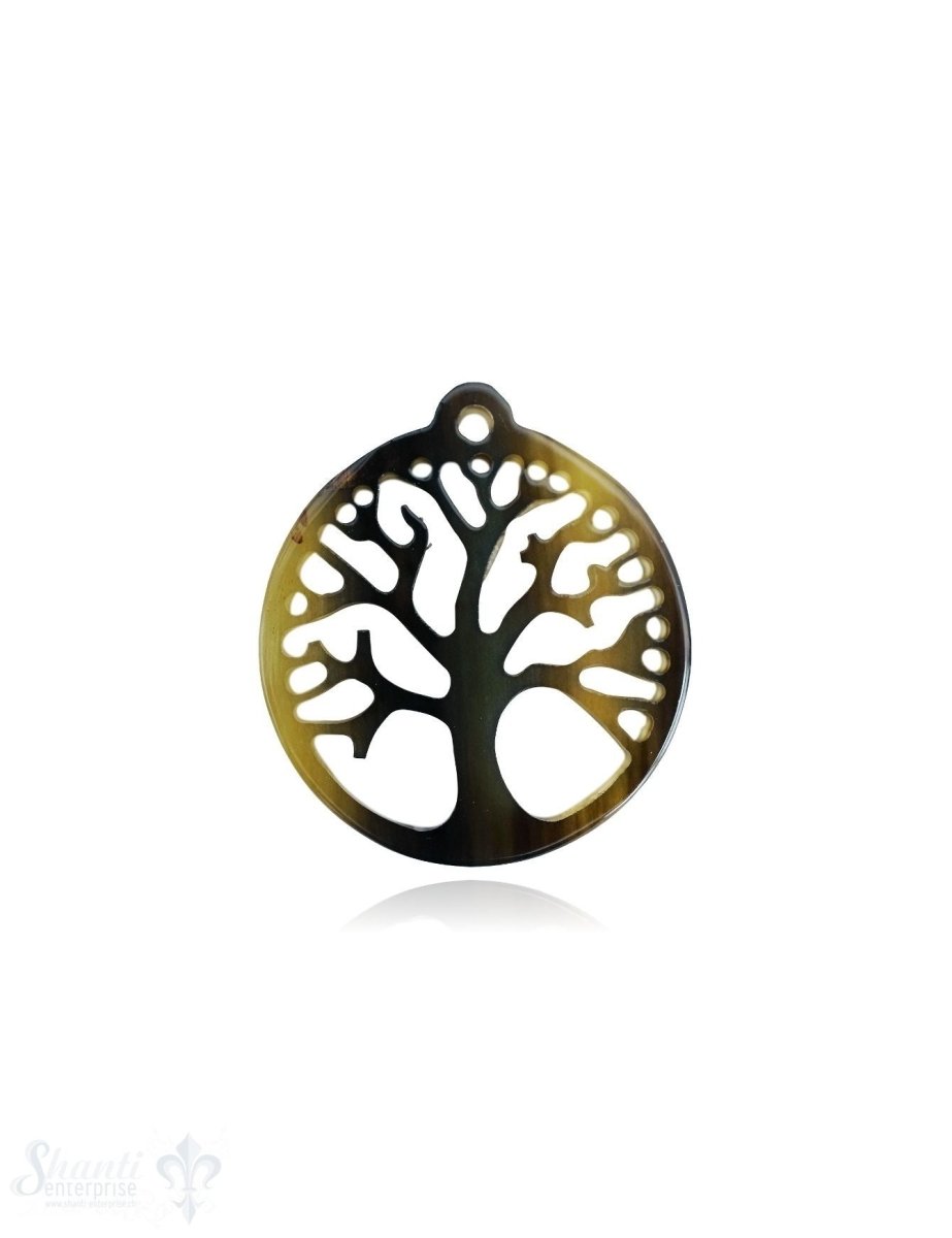 Horn Anhänger Amulett Baum des Lebens durchbrochen mit Loch Farbabweichungen sind möglich - Shanti Enterprise AG