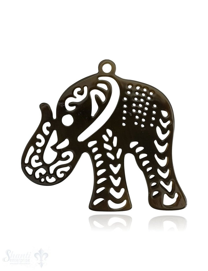 Horn Anhänger Amulett Elefant 50mm x 60 mm ,durchbrochen mit Loch Farbabweichungen sind möglich - Shanti Enterprise AG