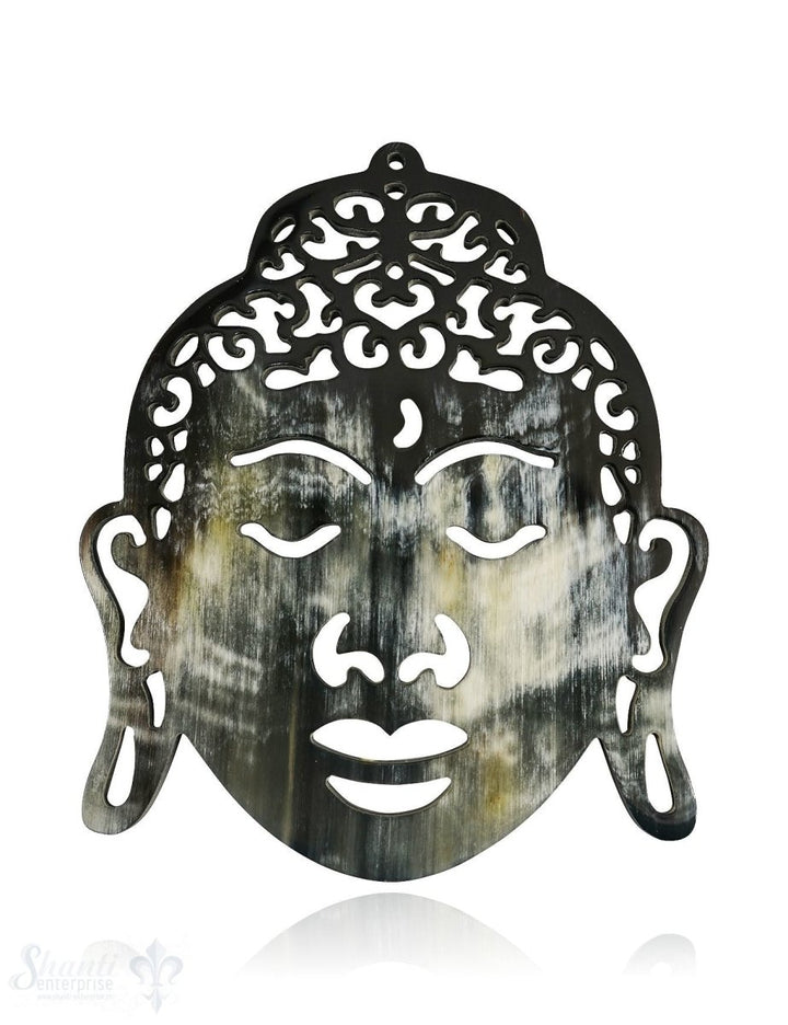 Horn Anhänger Buddha 85x70 mm durchbrochen mit Loch Farbabweichungen sind möglich - Shanti Enterprise AG