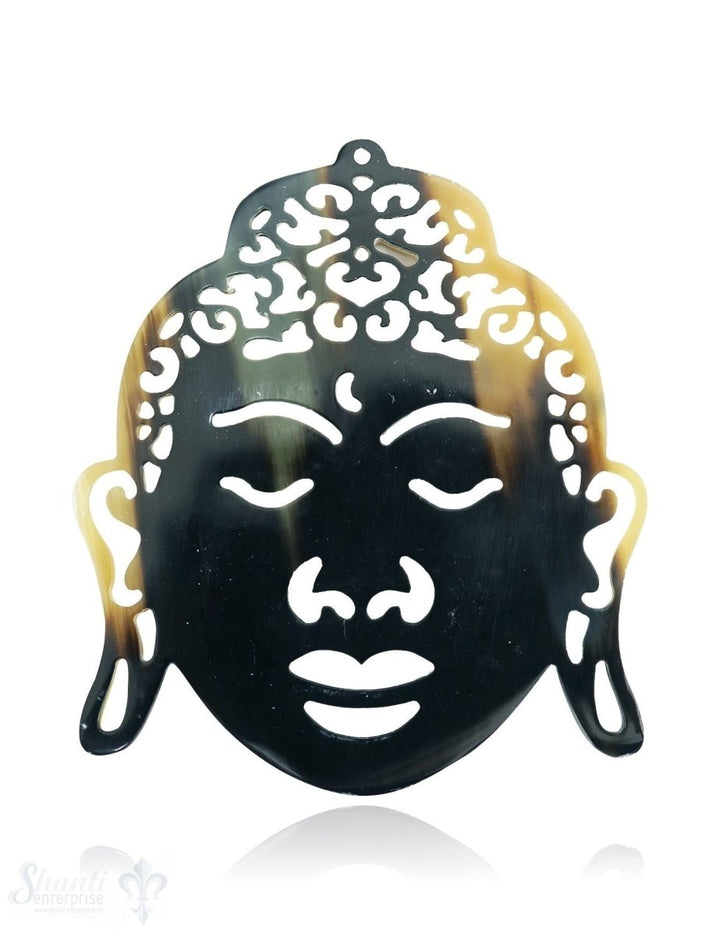 Horn Anhänger Buddha 85x70 mm durchbrochen mit Loch Farbabweichungen sind möglich - Shanti Enterprise AG