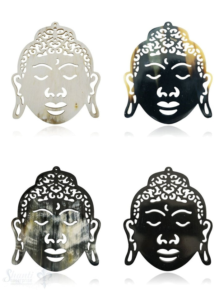 Horn Anhänger Buddha 85x70 mm durchbrochen mit Loch Farbabweichungen sind möglich - Shanti Enterprise AG