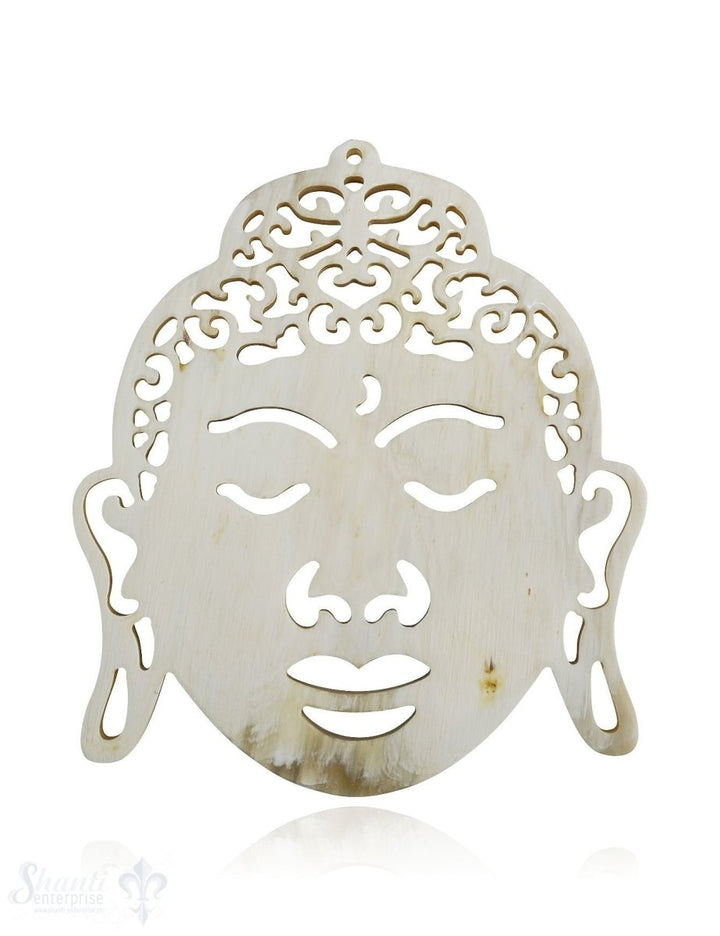 Horn Anhänger Buddha 85x70 mm durchbrochen mit Loch Farbabweichungen sind möglich - Shanti Enterprise AG
