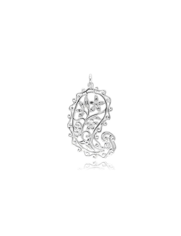 Kashmir Design Amulett, mit Blumen durchbrochen, mit Öse oval ID 7 × 6 mm poliert Silber 925 - Shanti Enterprise AG