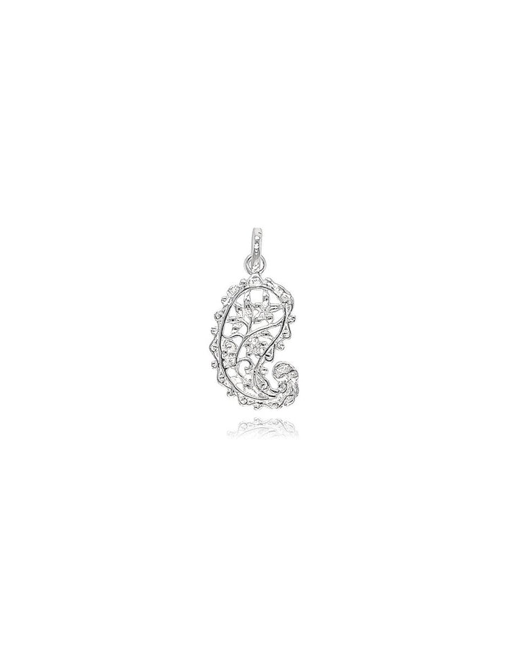 Kashmir Design Amulett, mit Blumen durchbrochen, mit Öse oval ID 7 × 6 mm poliert Silber 925 - Shanti Enterprise AG