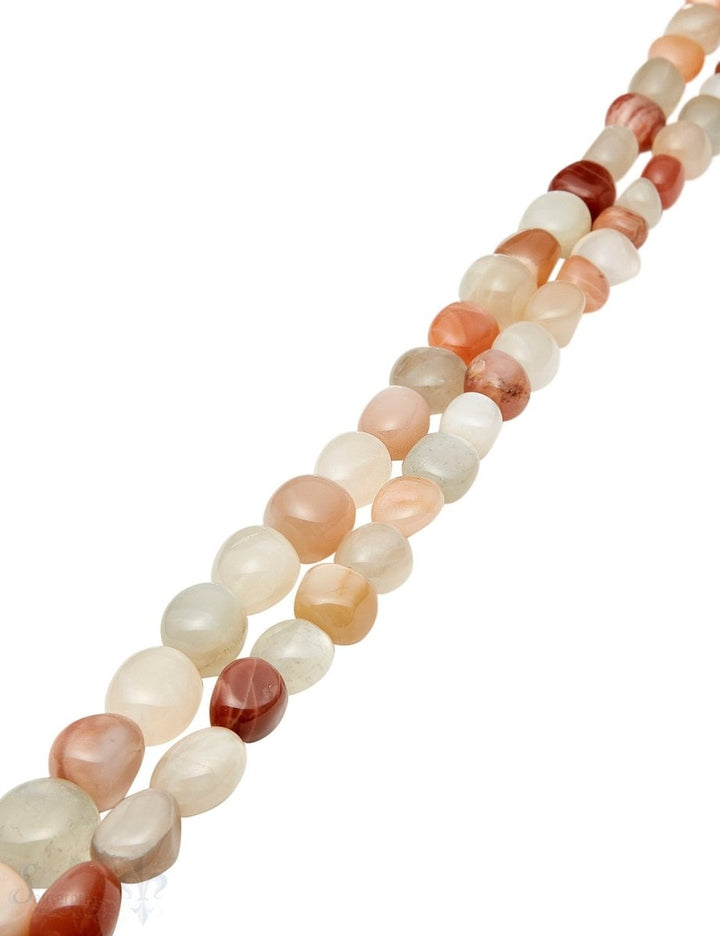 Mondstein Strang multicolor poliert Trommelsteine beige-apricot-zimt-hellbraun Laufkette unregelmässig - Shanti Enterprise AG