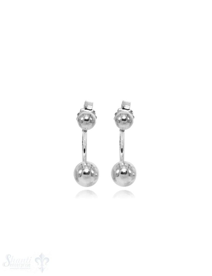 Ohrstecker Silber hell 18x6 mm zweiteilig Kugeln in Halbkreis 4,5 und 6 mm - Shanti Enterprise AG