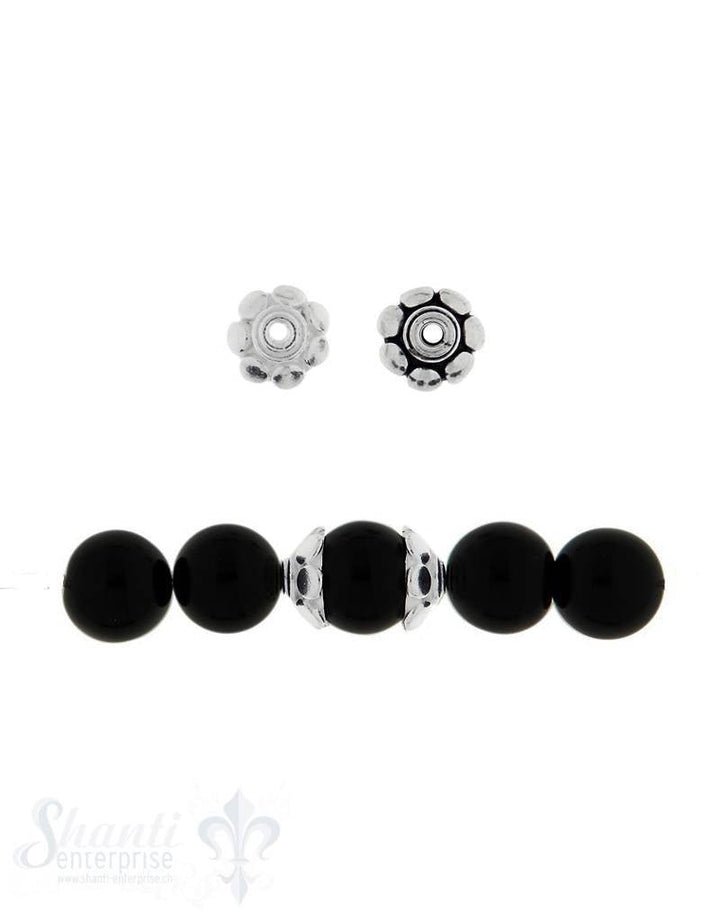 Perlkappe Silber Blume - Shanti Enterprise AG