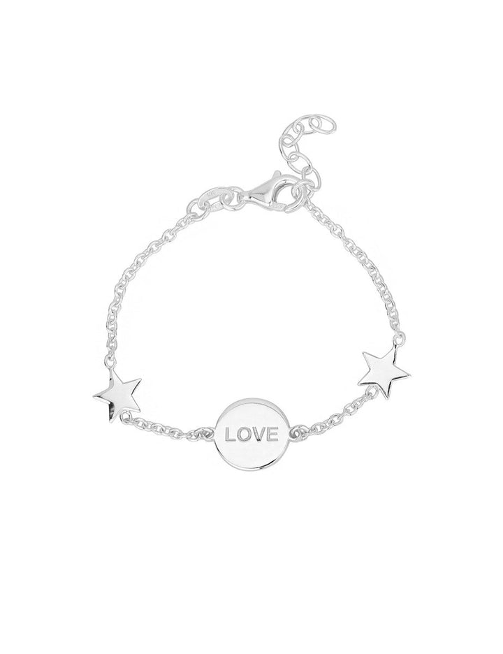 Plaquette Love mit 2 Sternen Ankerkette Grössenverstellbar mit Karabiner Silber 925 - Shanti Enterprise AG
