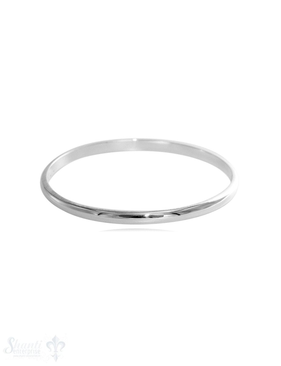 polierter & halbrunder Armreif massiv 5 mm breit innen falch Silber - Shanti Enterprise AG