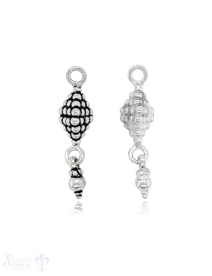 Pyramiden Anhänger doppelt 29x7 mm Silber getupft mit Kugeli Charm Öse fix 1 Pack = 2 Stück - Shanti Enterprise AG