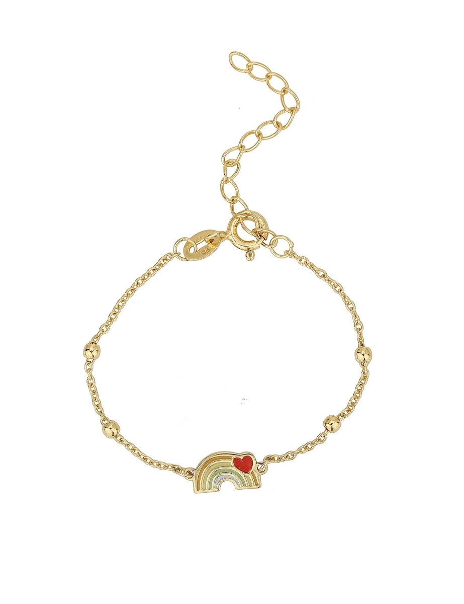 Regenbogen mit Herz Armkette Anker 12-16 cm Kinder Schmuck mit Emaille Regenbogen Farben Grösse verstellbar - Shanti Enterprise AG