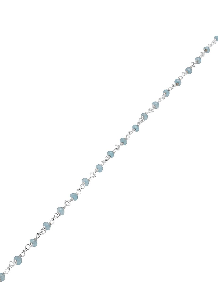Rosenkranzkette Angelit hellblau 3,5 mm Button fac ettiert Silber Abschnittlänge wird angepasst per cm - Shanti Enterprise AG