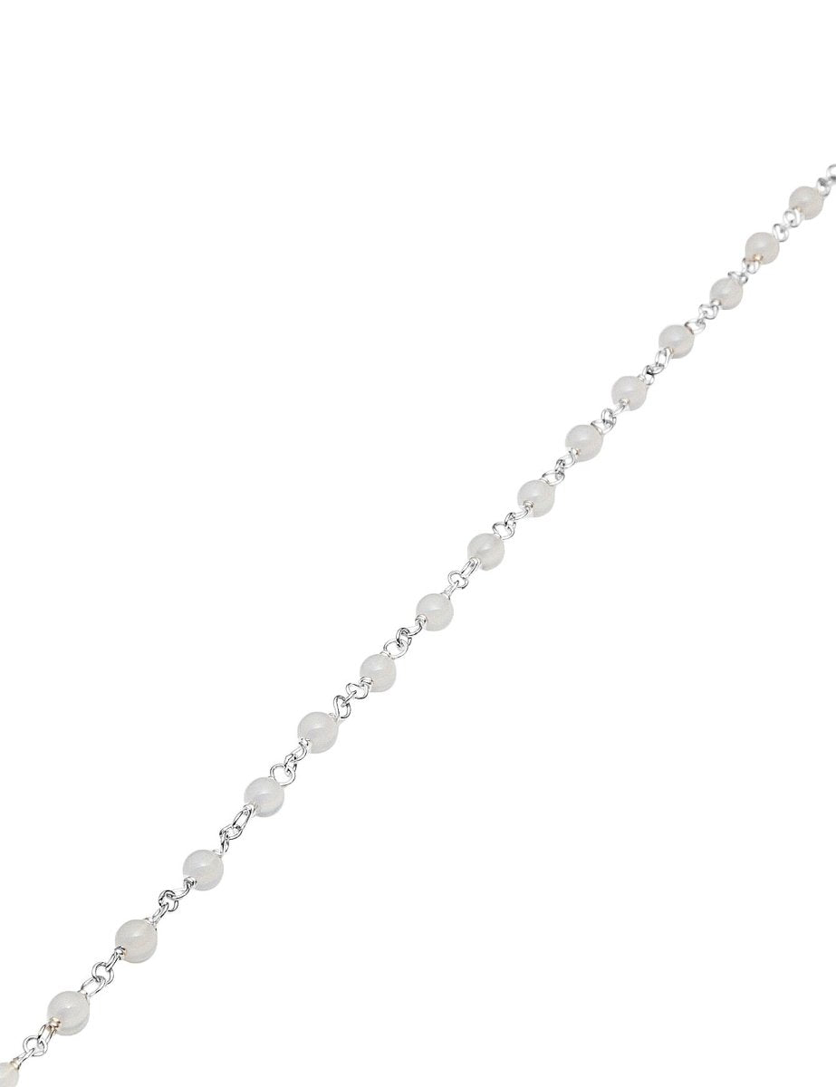 Rosenkranzkette Chalcedon weiss 4 mm rund poliert Silber 925 Abschnittlänge wird angepasst per cm - Shanti Enterprise AG