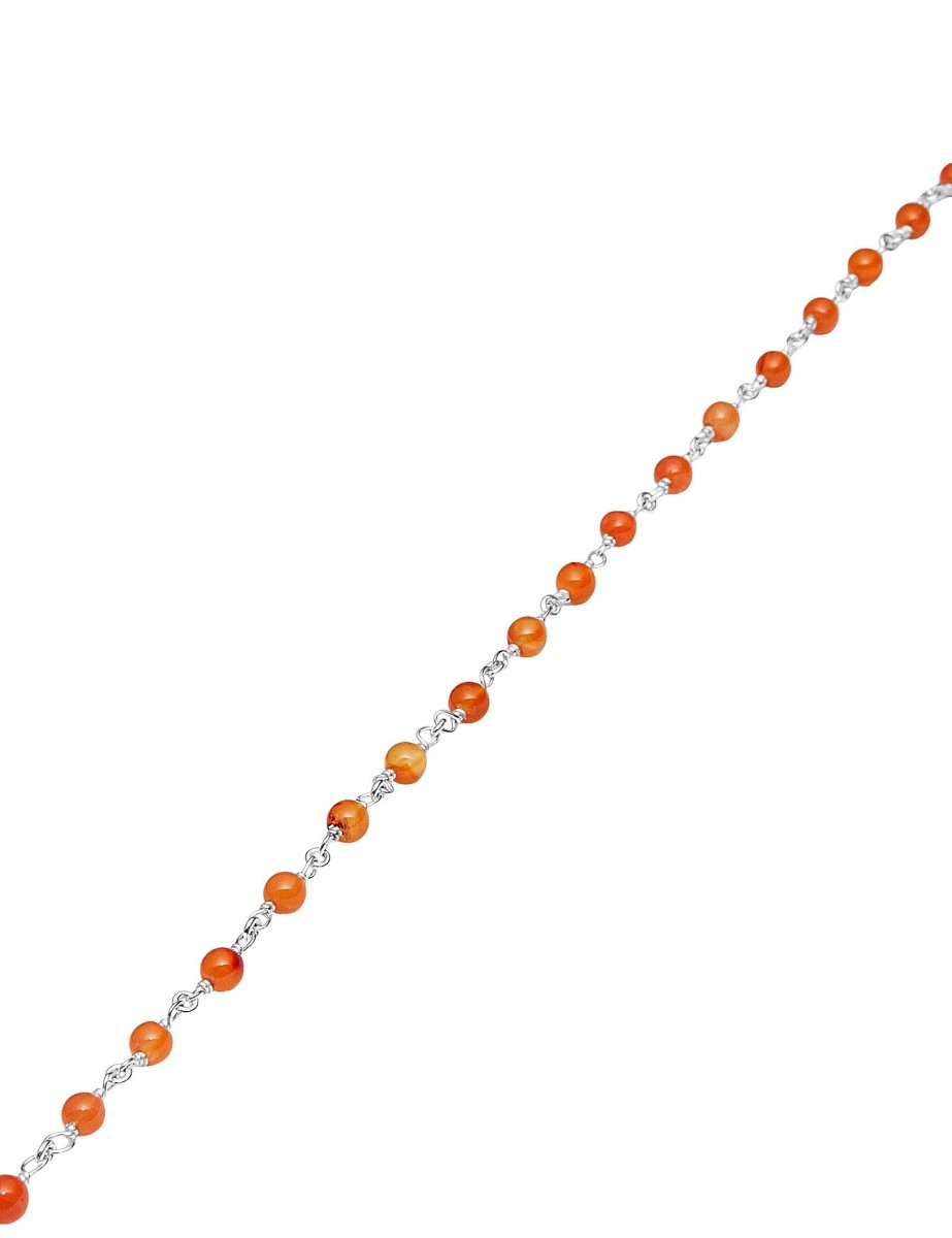 Rosenkranzkette Karneol orange 4 mm rund poliert Silber 925 Abschnittlänge wird angepasst per cm - Shanti Enterprise AG