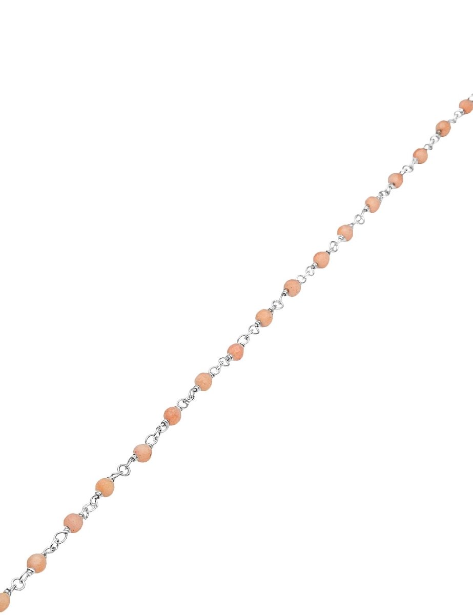 Rosenkranzkette Koralle lachs gefärbt 3.5 mm rund matt Silber 925 Abschnittlänge wird angepasst per cm - Shanti Enterprise AG