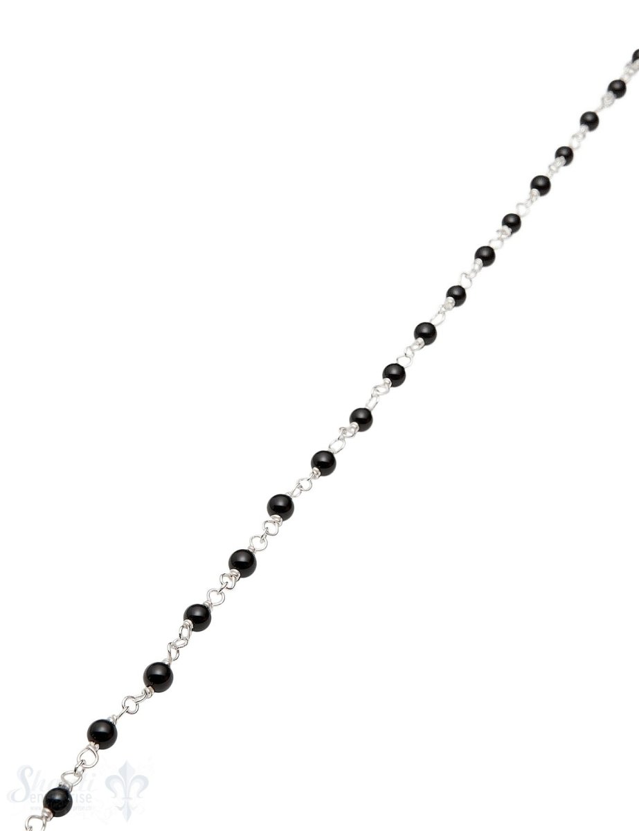 Rosenkranzkette Onyx 4 mm rund poliert Silber 925 Abschnittlänge wird angepasst per cm - Shanti Enterprise AG