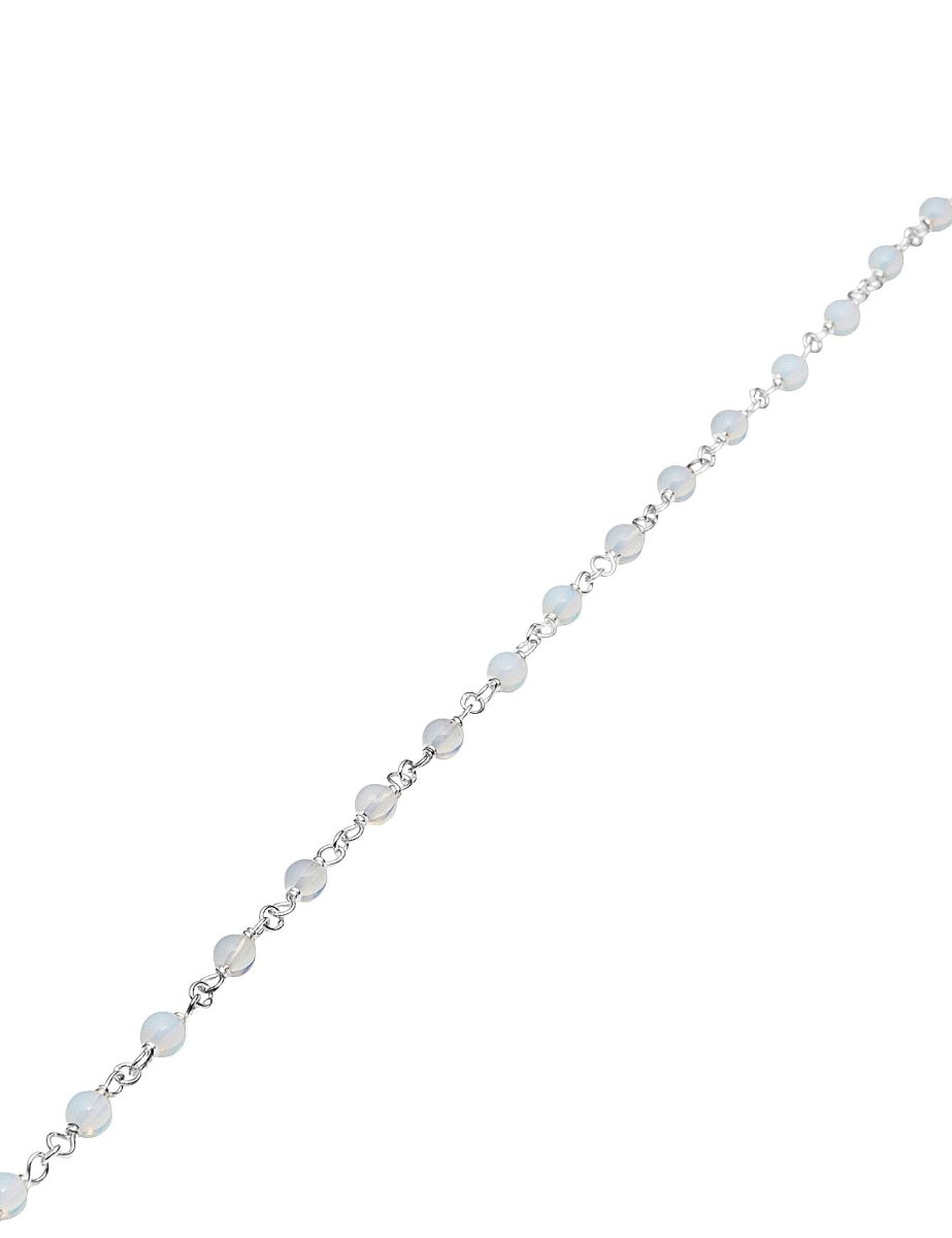 Rosenkranzkette Opalinaglas 4 mm rund poliert Silber 925 Abschnittlänge wird angepasst per cm - Shanti Enterprise AG