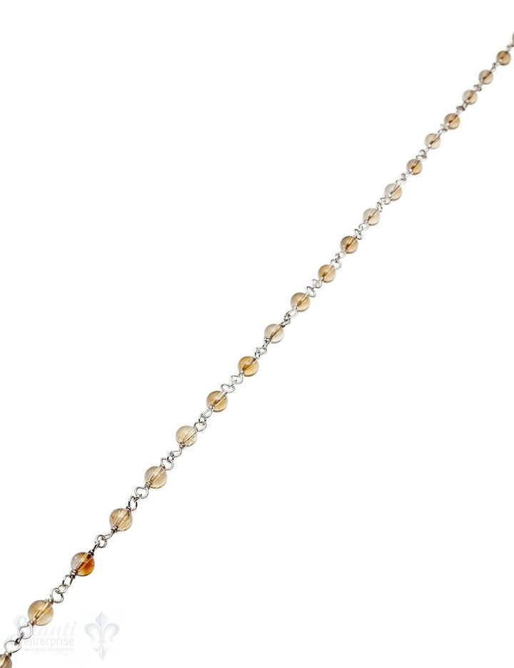 Rosenkranzkette Zitrin 4 mm rund poliert Silber Abschnittlänge wird angepasst per cm - Shanti Enterprise AG