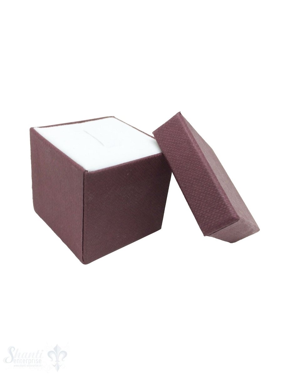 Schmuckbox bordeaux, Karton mit Stoffauskleidung weiss 3,5x3,5x3,5 cm - Shanti Enterprise AG