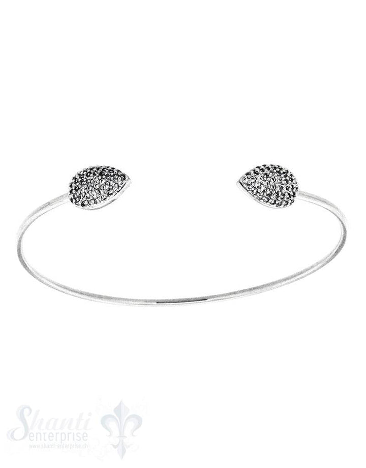 Si-Armspange: Runddraht mit Strass-Tropfen flach ,poliert 1,3 mm dick - Shanti Enterprise AG