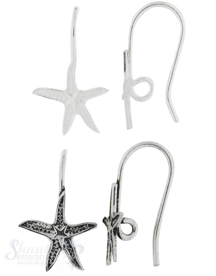 Silber-Brisur Fischhaken mit Öse Seestern 19x11 mm 1 Pack = 1 Paar - Shanti Enterprise AG